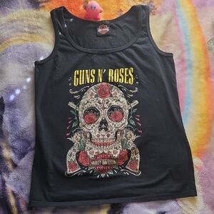 Harley-Davidson Black Tank with Skull and Roses